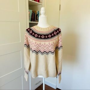 NWT Lucky Brand Fair Isle Crew Neck Sweater